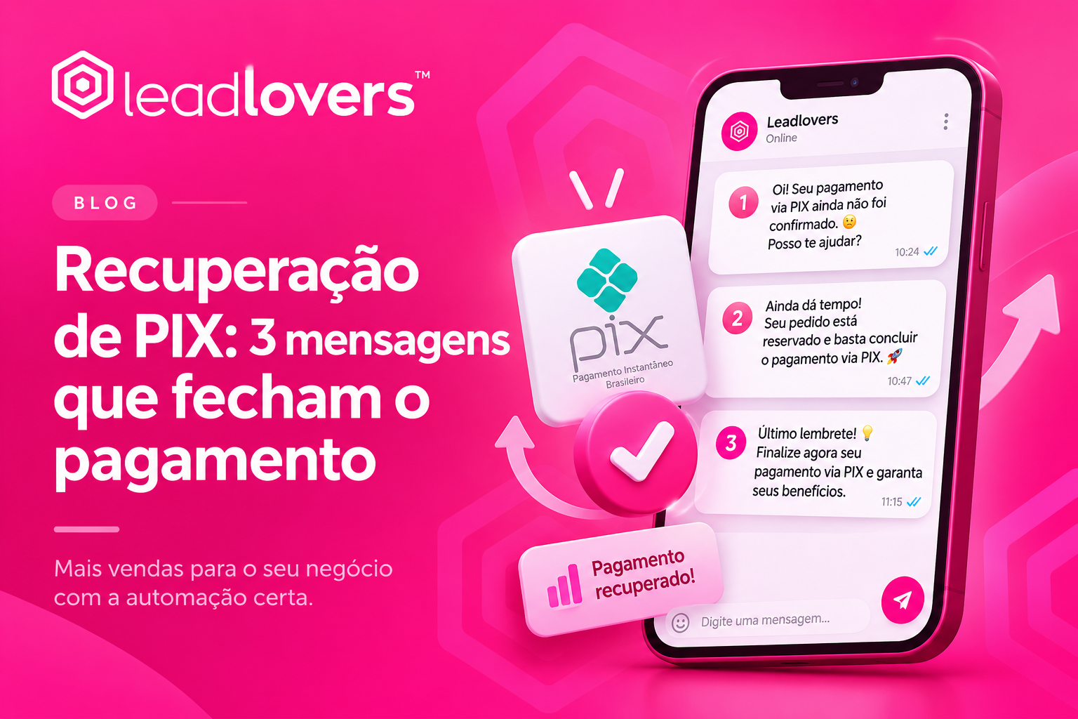 Recuperação de PIX: 3 mensagens que fecham o pagamento
